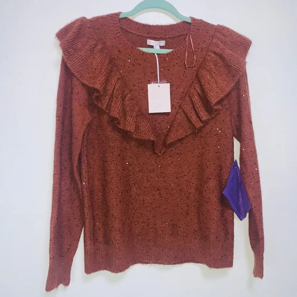 Women’s LC Lauren Conrad sweater size M, color ginger snap sparkle - Picture 1 of 4